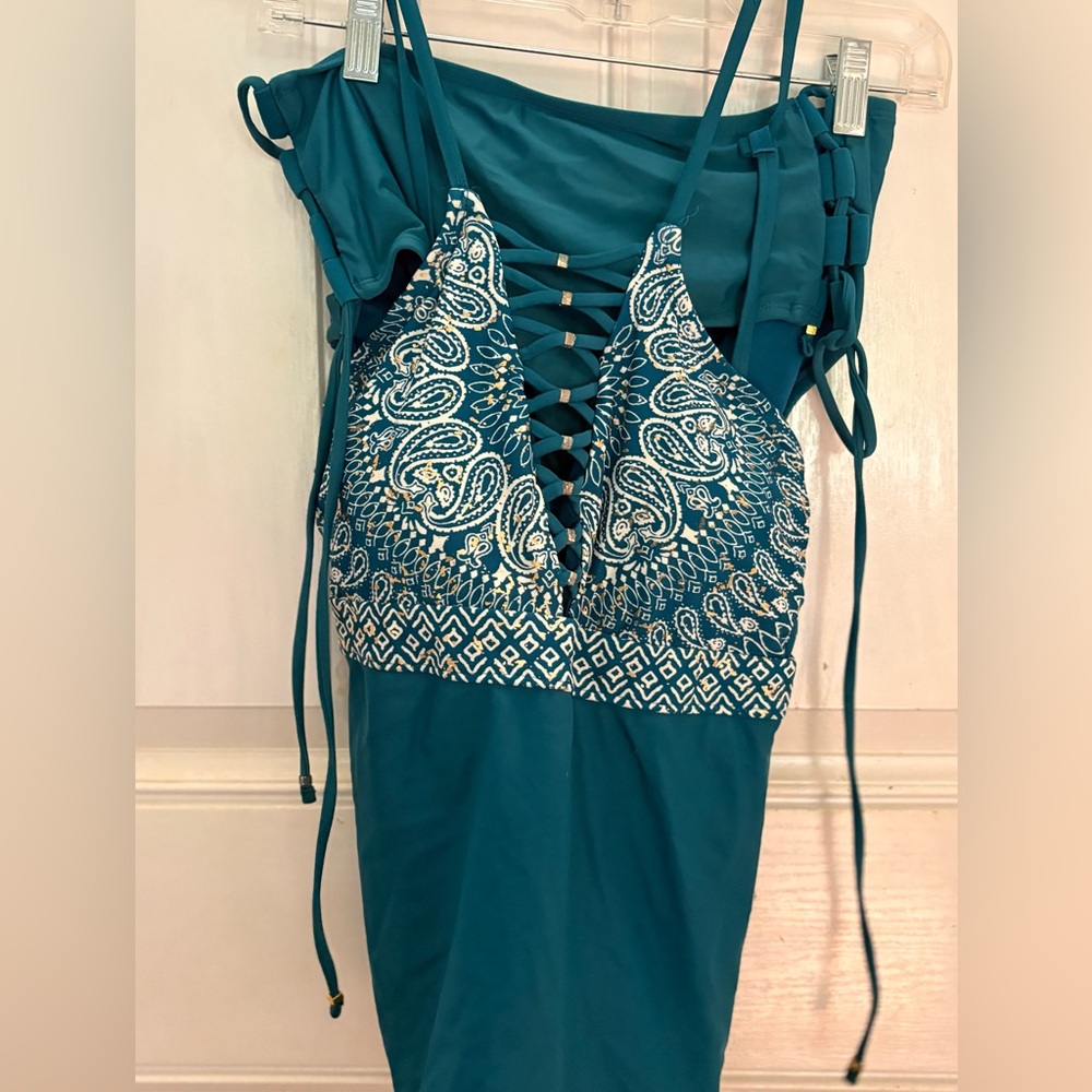 Time and Tru Teal Backless Tankini